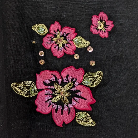 Retro Linen Beach Floral Button Down SunBay Sport Top - Picture 5 of 7